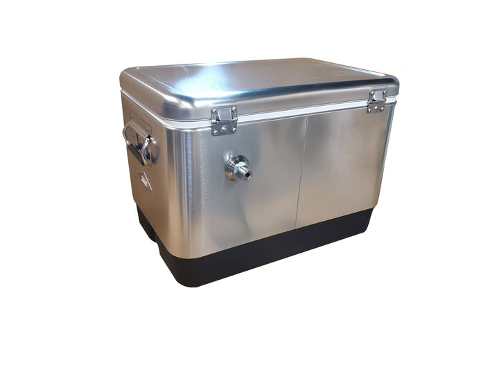120' All SS304 Contact Single Faucet Stainless Jockey Box back view with connection Draft Warehouse