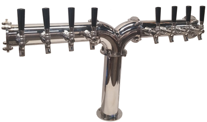 Brooklyn 3" Pipe Air Cooled Y Tower, SS304 Contact, 4 - 8 Faucets, Polished Finish Draft Warehouse