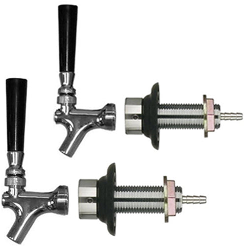 2-Pack : Chrome Beer Faucet and 4-Inch Shank Kit with Handle Draft Warehouse