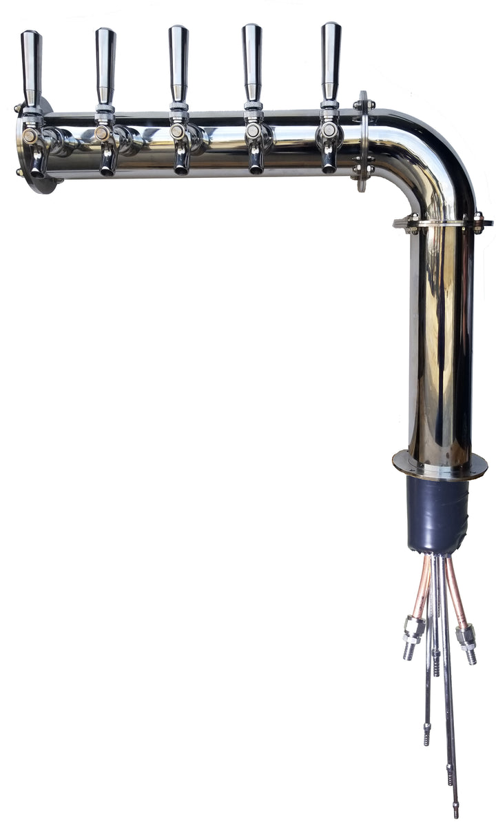 Brooklyn 3" Pipe Glycol Ready L Tower, SS304 Contact, 4 - 6 Faucets Draft Warehouse