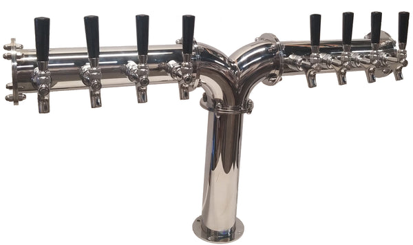 Brooklyn 3" Pipe Glycol Ready Y Tower, SS304 Contact, 4 - 12 Faucets, Polished finish Draft Warehouse