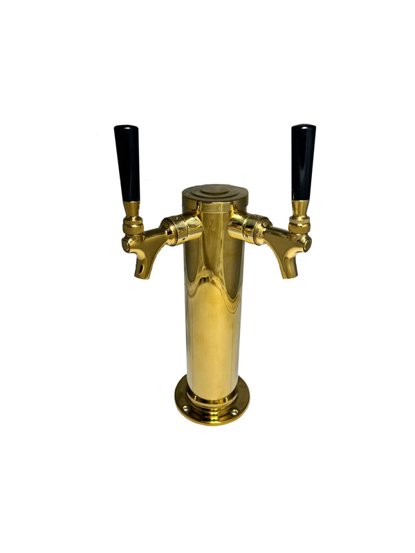 Column Wine Tower, PVD Gold - Select style and number of faucets (1-3 lines) Draft Warehouse