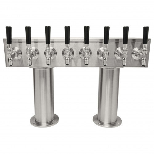 Double Pedestal Passthru Box Tower with 4" pedestals, Air Cooled, SS304 contact, 6-24 Faucets Draft Warehouse