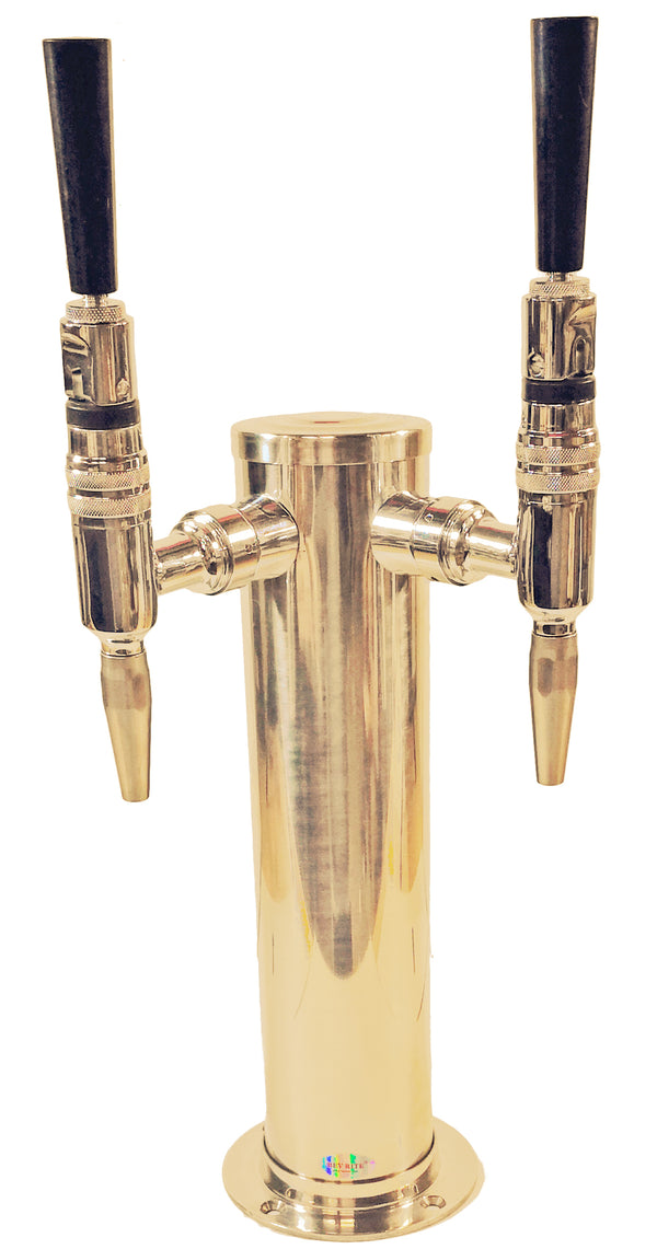 Nitro Coffee Double Faucet - All SS304 Contact 3" PVD Gold Column Tower. Select connection type. Draft Warehouse