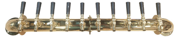 Wall Mount Pipe Tower - 3" PVD Gold, SS304 Contact, Air Cooled, 4 - 12 Faucets Draft Warehouse